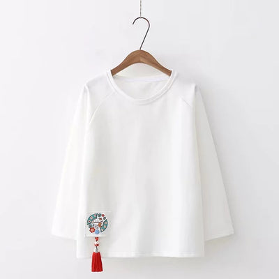 "Stylish Cotton Tassel Top for Women | Black & Red Options