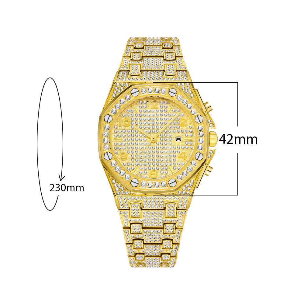 Luxury Quartz Watch - Gold/Silver, 48mm Dial,30M Waterproof