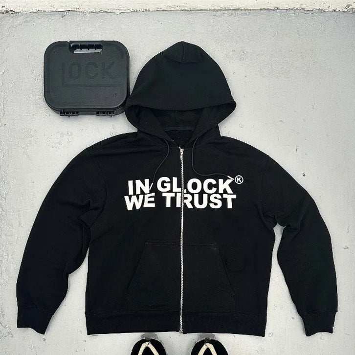 Letter Print Hooded Zipper Sweatshirt | Long Sleeve Coat