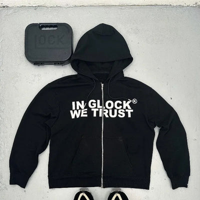 Letter Print Hooded Zipper Sweatshirt | Long Sleeve Coat