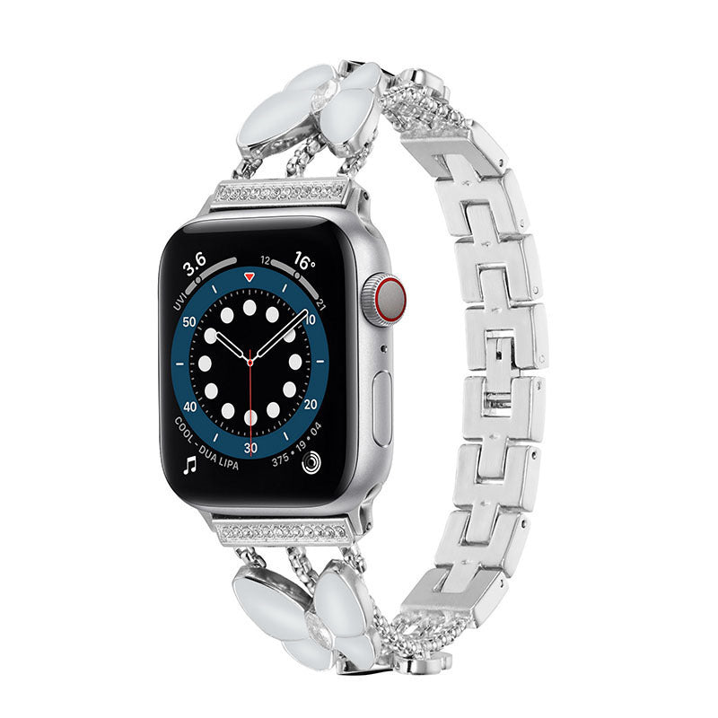 Upgrade your watch with this elegant resin diamond butterfly band. Stylish, durable, and perfect fit for women’s smartwatches. A must-have accessory!

