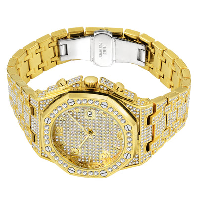 Luxury Quartz Watch - Gold/Silver, 48mm Dial,30M Waterproof