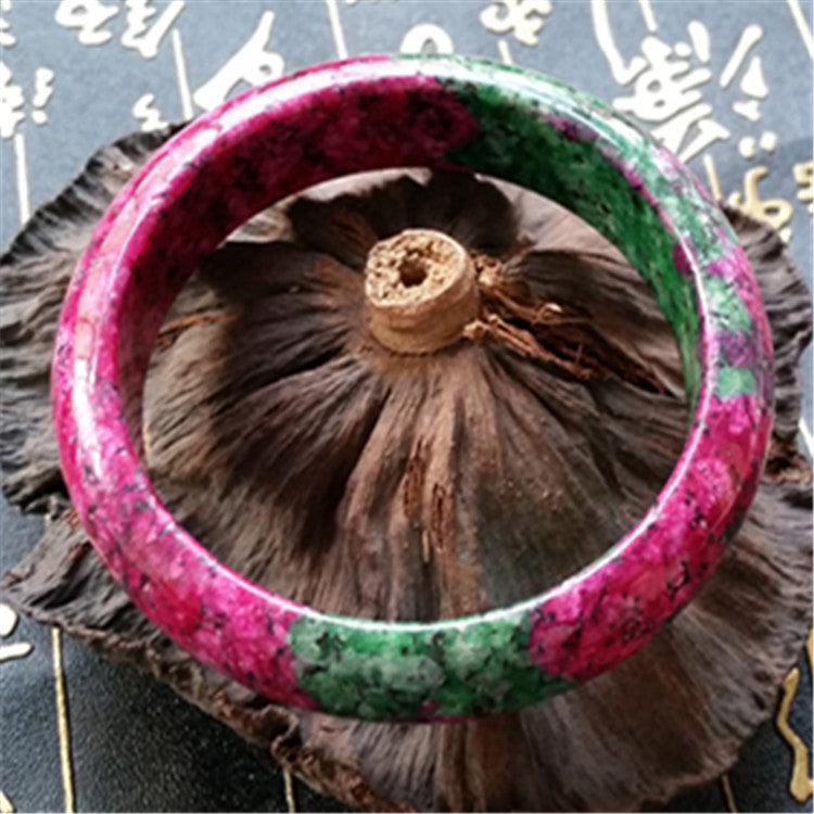 Peach Blossom Jade Bracelet -Red & Green Seiko Polished Plum