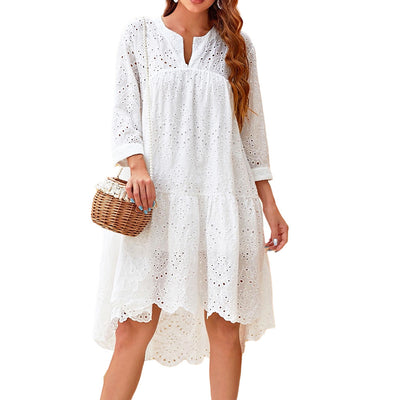 New Three-quarter Sleeve Lotus Leaf Skirt Fresh Sweet Style