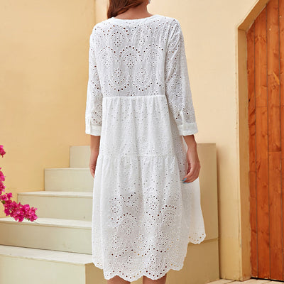 New Three-quarter Sleeve Lotus Leaf Skirt Fresh Sweet Style