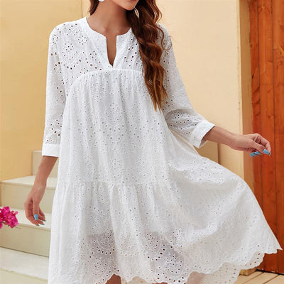 New Three-quarter Sleeve Lotus Leaf Skirt Fresh Sweet Style