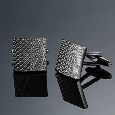 Copper Black And Golden Silver Laser Metal Cufflinks
