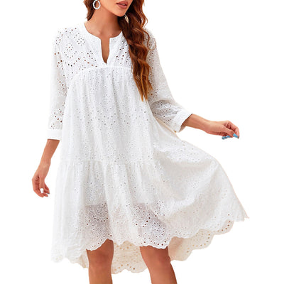 New Three-quarter Sleeve Lotus Leaf Skirt Fresh Sweet Style