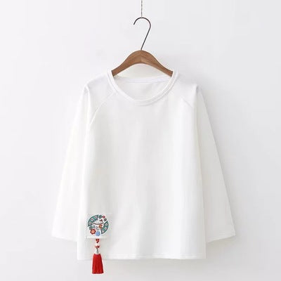 "Stylish Cotton Tassel Top for Women | Black & Red Options