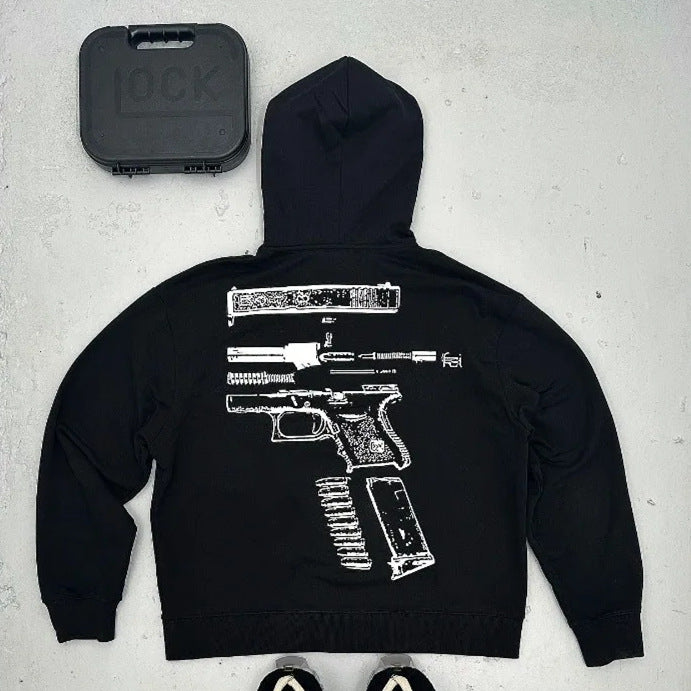 Letter Print Hooded Zipper Sweatshirt | Long Sleeve Coat