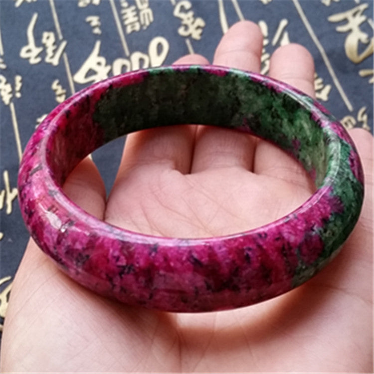 Peach Blossom Jade Bracelet -Red & Green Seiko Polished Plum