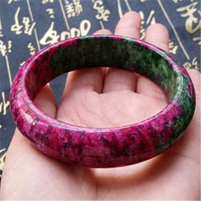 Peach Blossom Jade Bracelet -Red & Green Seiko Polished Plum