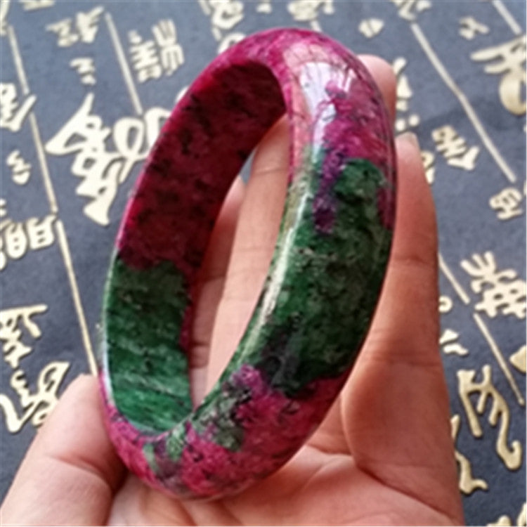 Peach Blossom Jade Bracelet -Red & Green Seiko Polished Plum