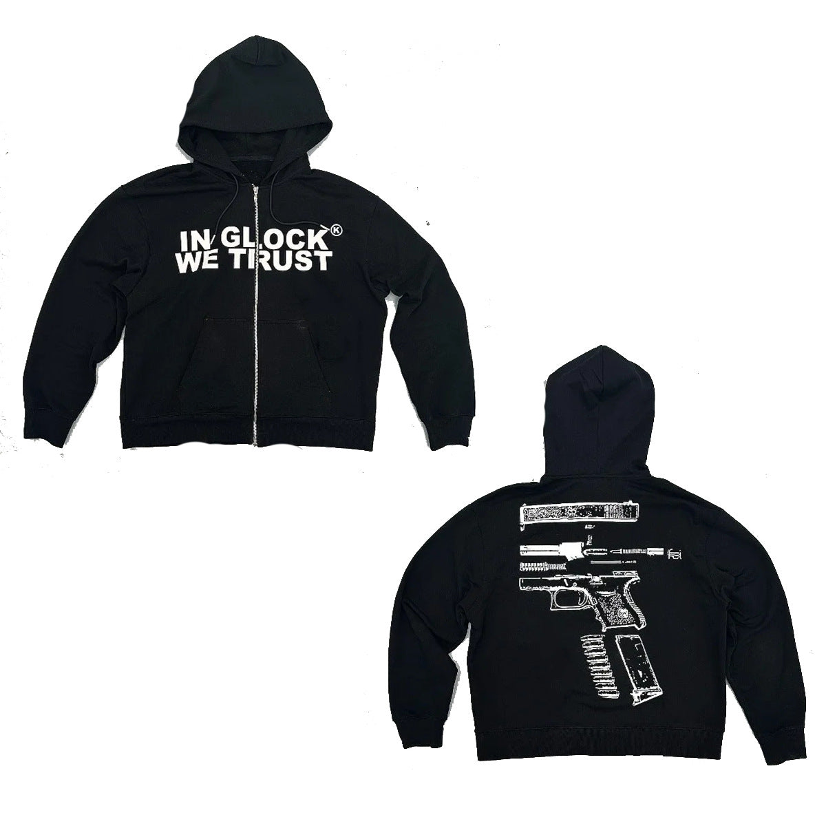 Letter Print Hooded Zipper Sweatshirt | Long Sleeve Coat