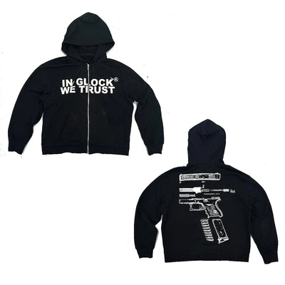 Letter Print Hooded Zipper Sweatshirt | Long Sleeve Coat