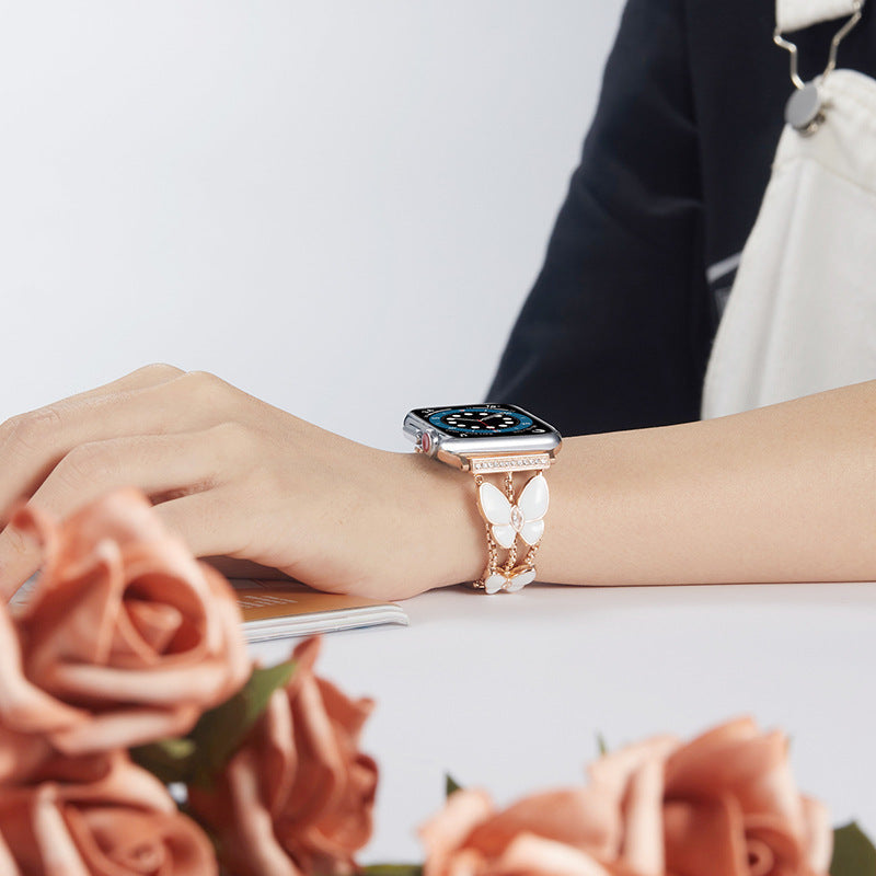 Upgrade your watch with this elegant resin diamond butterfly band. Stylish, durable, and perfect fit for women’s smartwatches. A must-have accessory!

