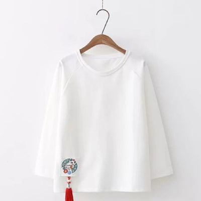 "Stylish Cotton Tassel Top for Women | Black & Red Options